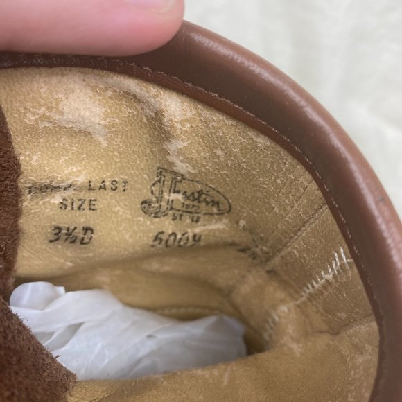 Vintage 1980s Justin Leather Brown Lace Up Roper Western Cowboy Kiltie Boots - Picture 8 of 16